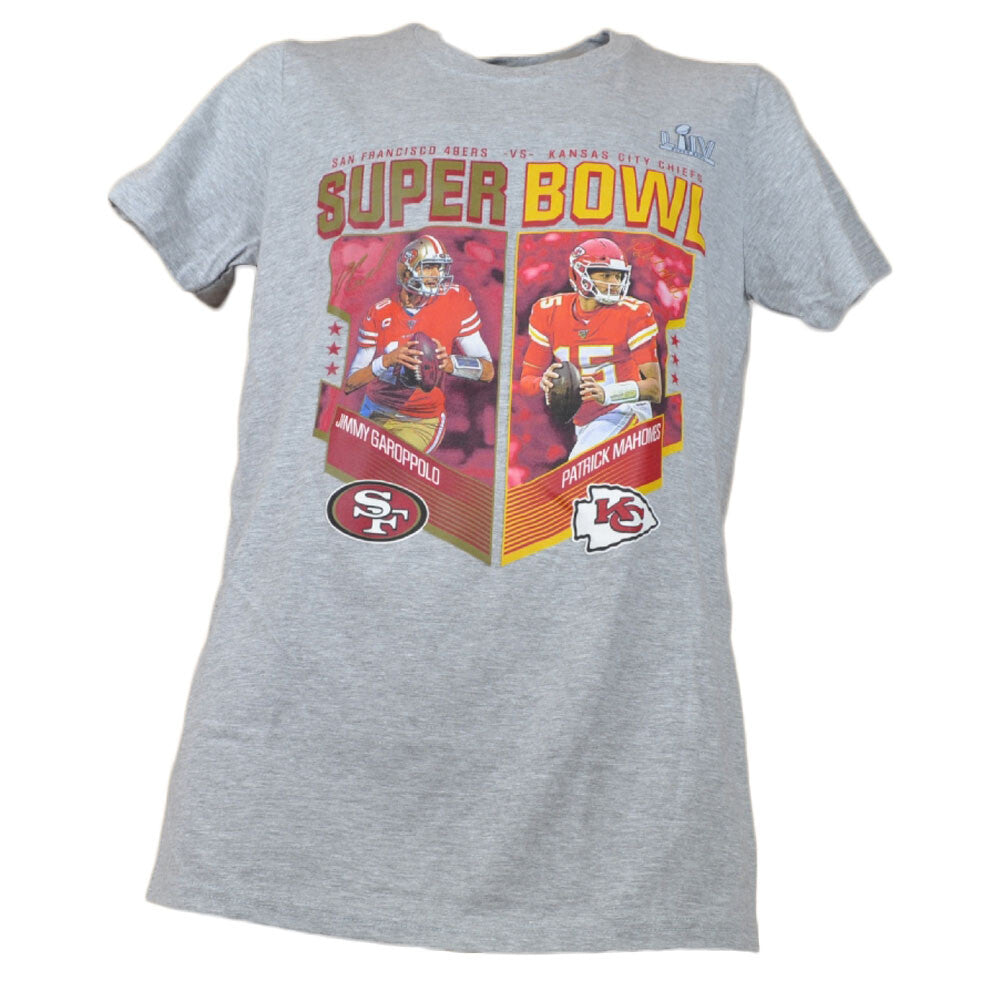 NFL Super Bowl LIV SF 49ers-KC Chiefs Men Gray Short Sleeve Tshirt Tee