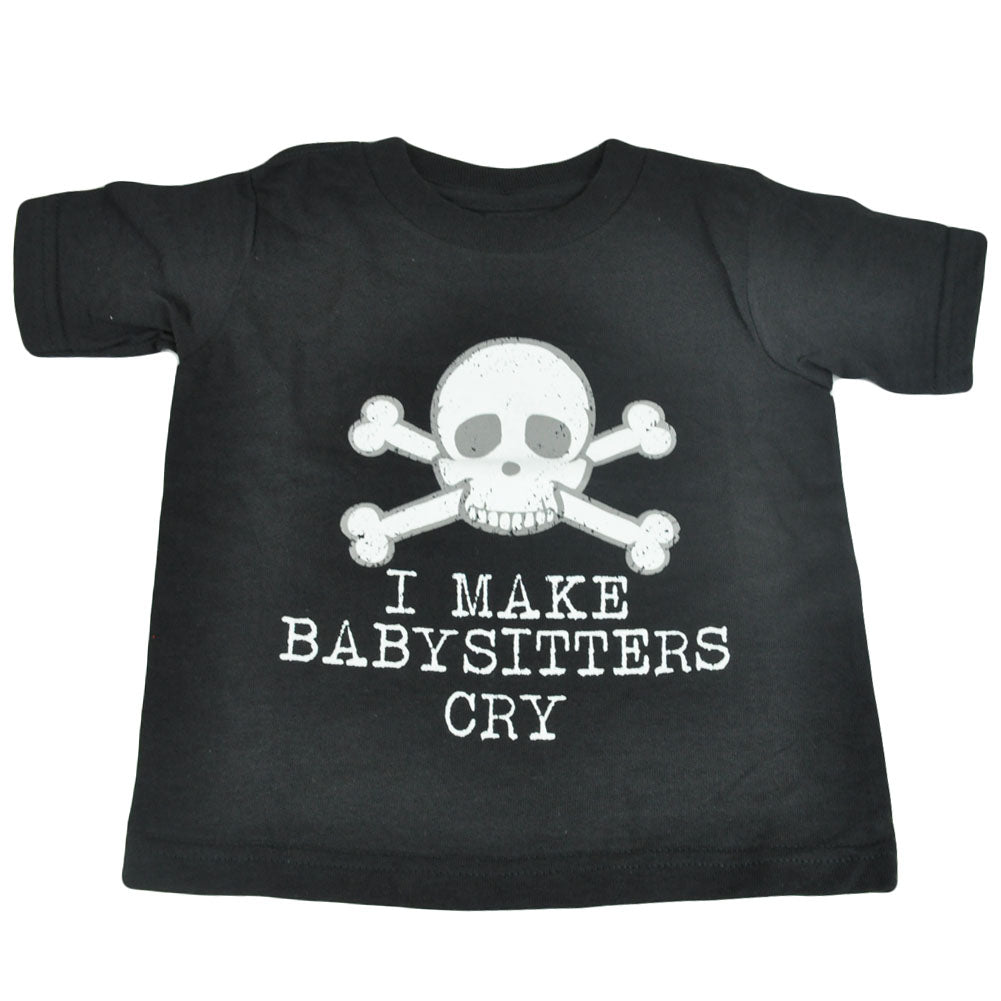 I Make Babysitters Cry Skeleton Skull Head Toddler Tee Distressed Tshirt Funny