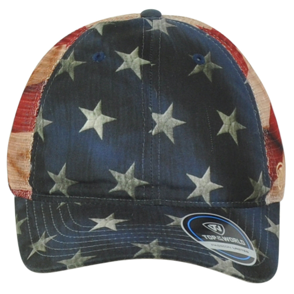 TOW United States Flag Curved Bill Mesh Trucker Snapback USA America Hat Cap