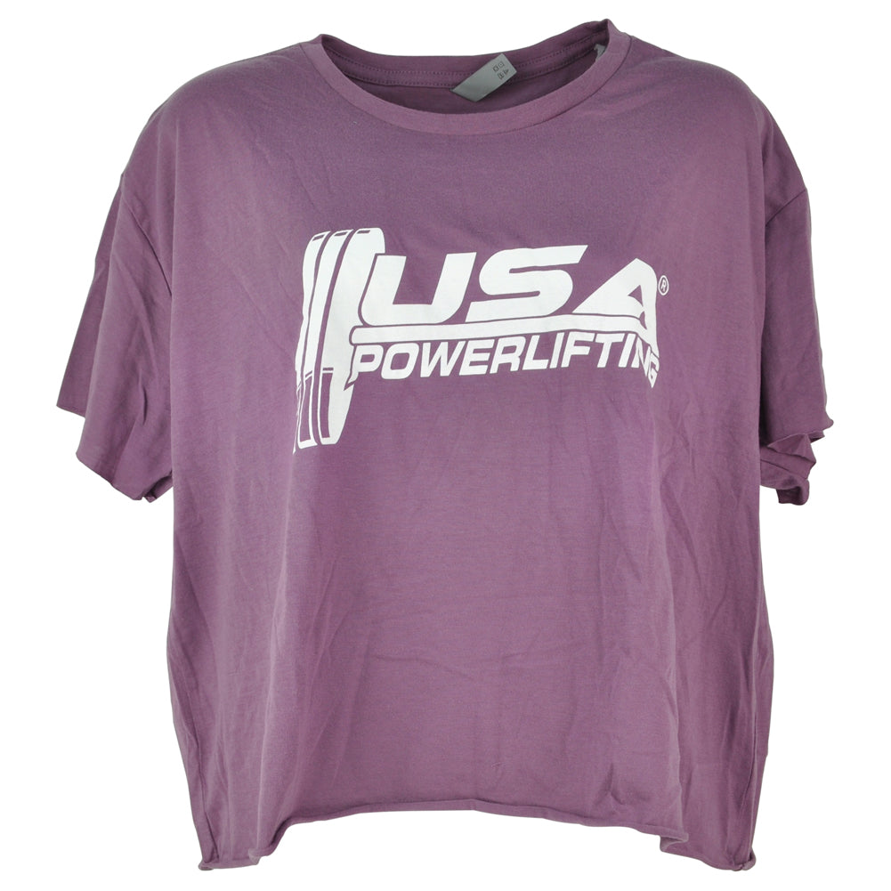 USA Powerlifting Weight Gym Light Mauve Crew Neck Womens Ladies Tshirt Tee