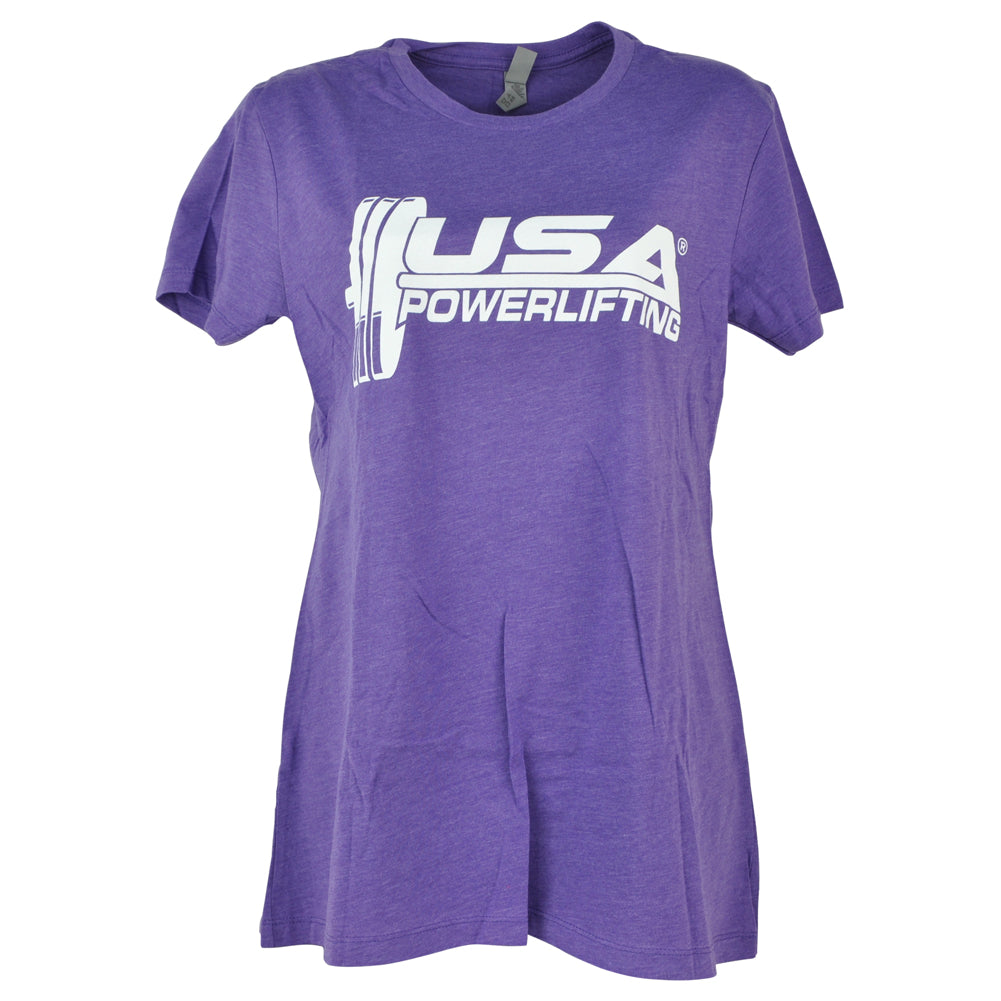 USA Powerlifting Weight Gym Light Purple Crew Neck Womens Ladies Tshirt Tee