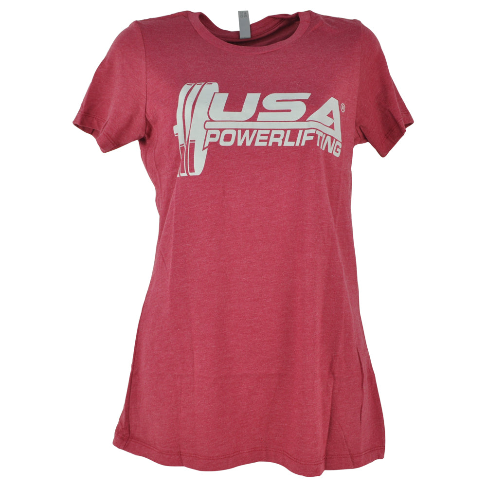 USA Powerlifting Weight Gym Magenta Crew Neck Womens Ladies Tshirt Tee