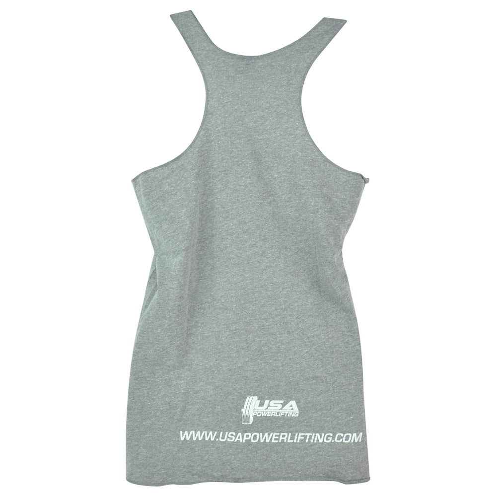USA Powerlifting Weight Gym Gray Tank Top No Sleeves Womens Ladies Tshirt