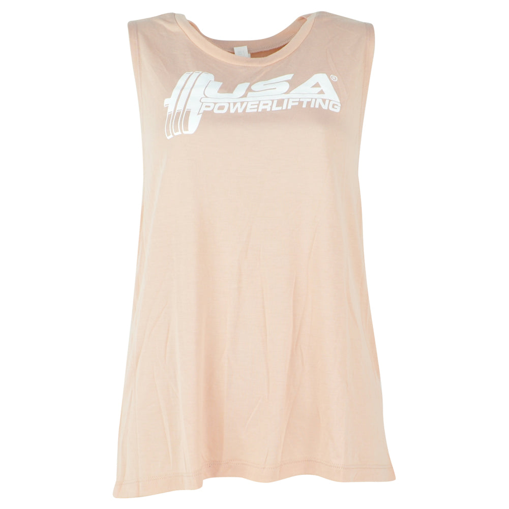 USA Powerlifting Weight Gym Light Salmon No Sleeve Womens Ladies Tshirt Tee