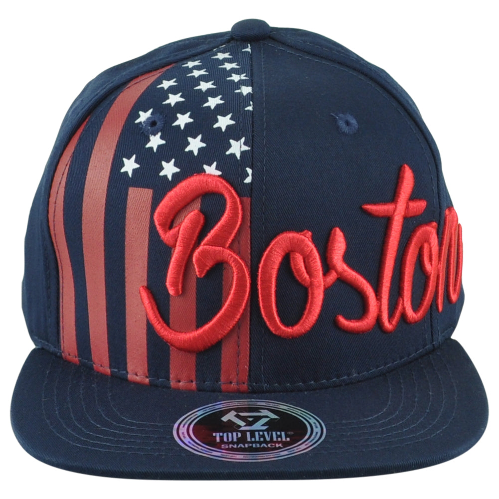 Top Level Boston City Massachusetts State Stripes Stars Adults Adjustabl Hat Cap