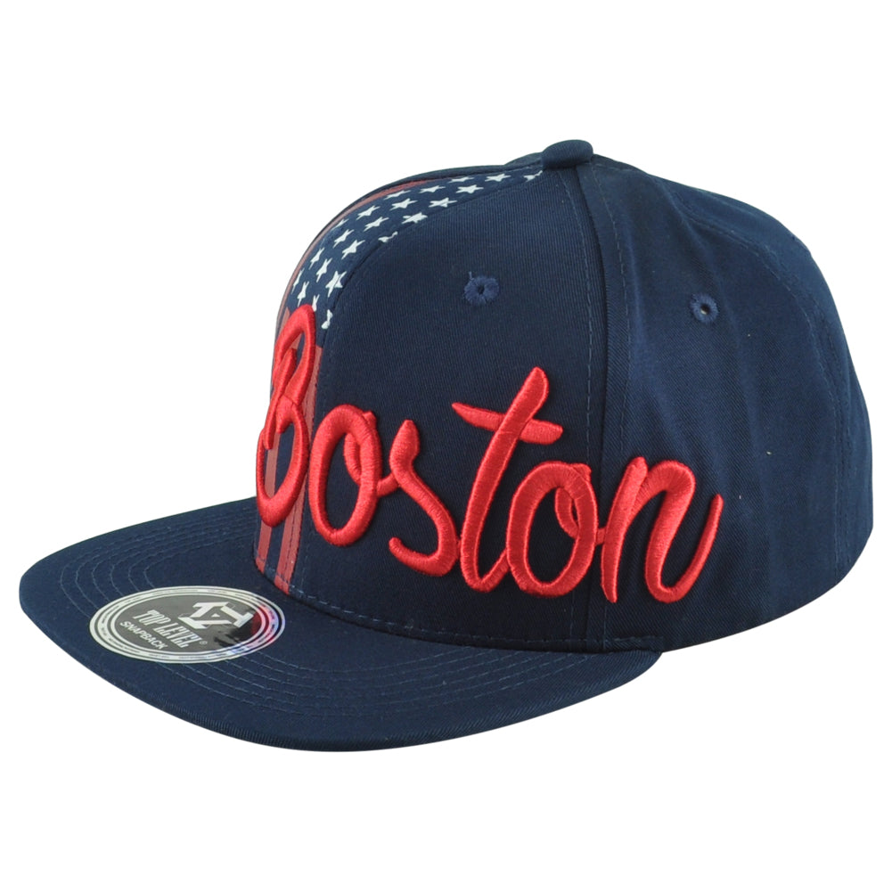 Top Level Boston City Massachusetts State Stripes Stars Adults Adjustabl Hat Cap