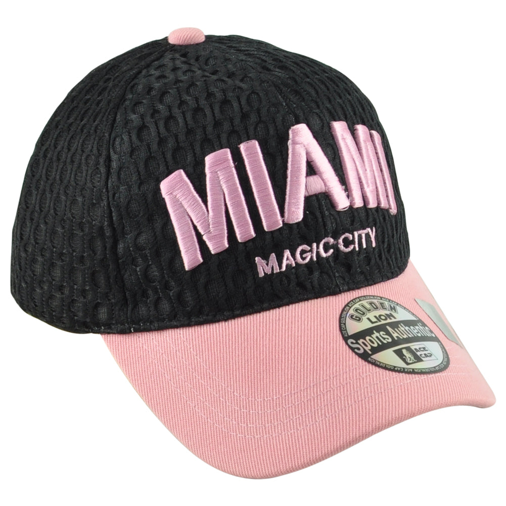 Ace Cap Miami Magic City Florida State Black Pink Curved Bill Adjustable Hat Cap