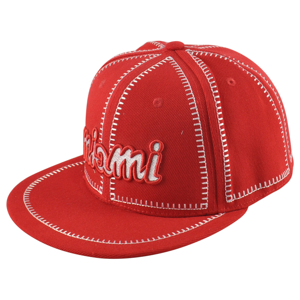 Icon Cap Miami City Florida State Red Stitch Adults Flat Bill Snapback Hat Cap