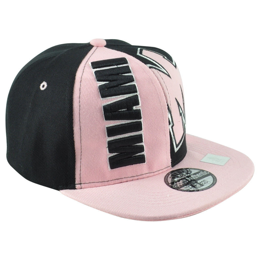 Ace Cap Miami City Florida State Black Pink Adults Flat Bill Snapback Hat Cap