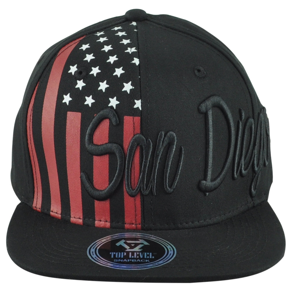 Top Level San Diego City California State Stripes Stars Adults Snapback Hat Cap