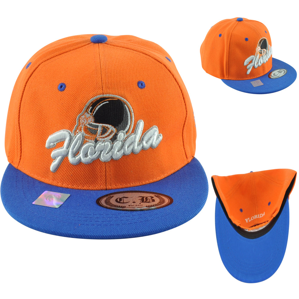 Cap Boi Florida Sunshine State Orange Blue Helmet Flat Bill Men Snapback Hat Cap
