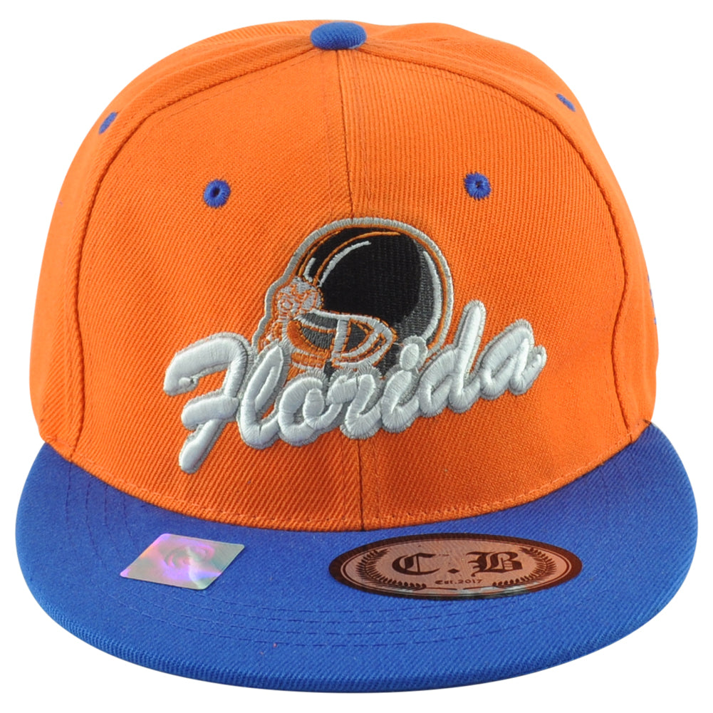 Cap Boi Florida Sunshine State Orange Blue Helmet Flat Bill Men Snapback Hat Cap