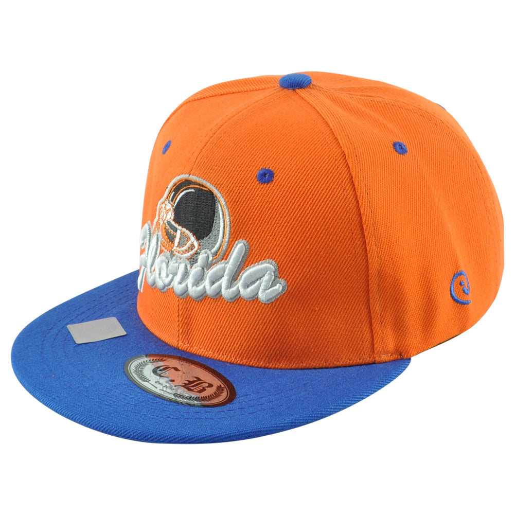 Cap Boi Florida Sunshine State Orange Blue Helmet Flat Bill Men Snapback Hat Cap