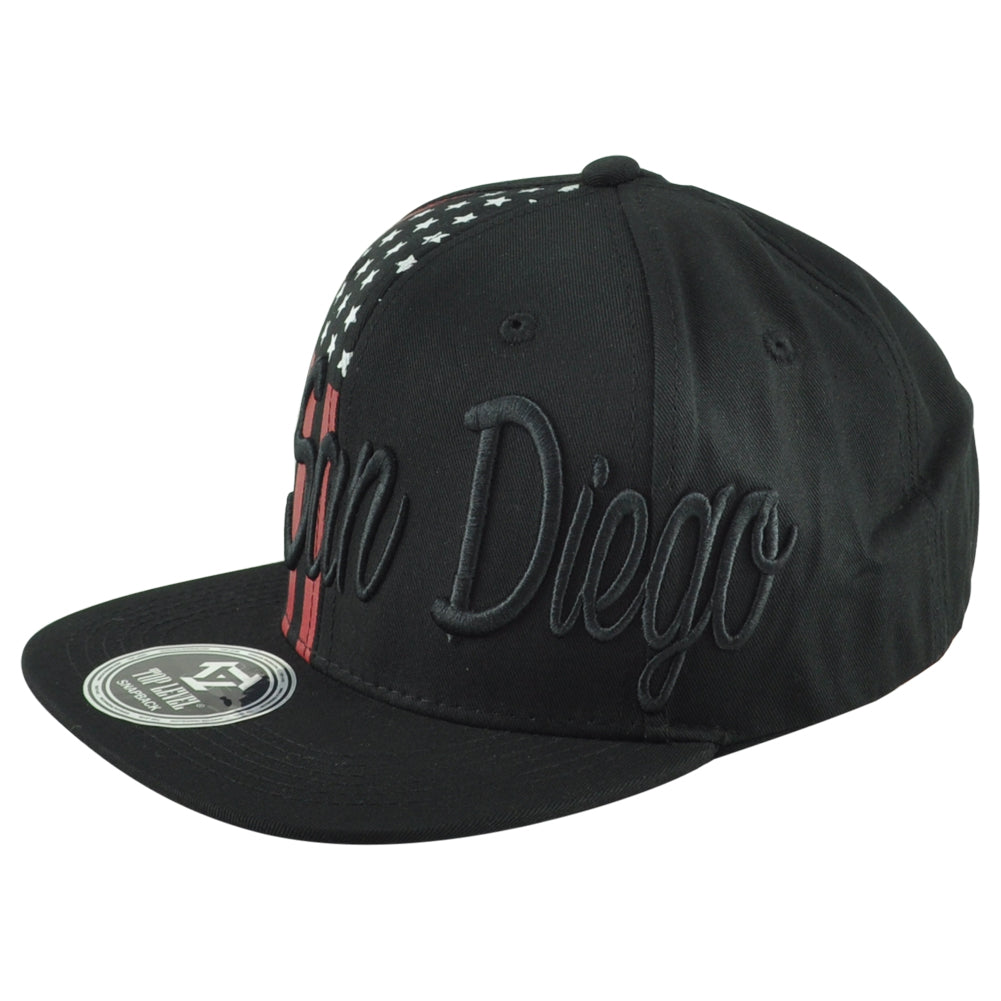 Top Level San Diego City California State Stripes Stars Adults Snapback Hat Cap