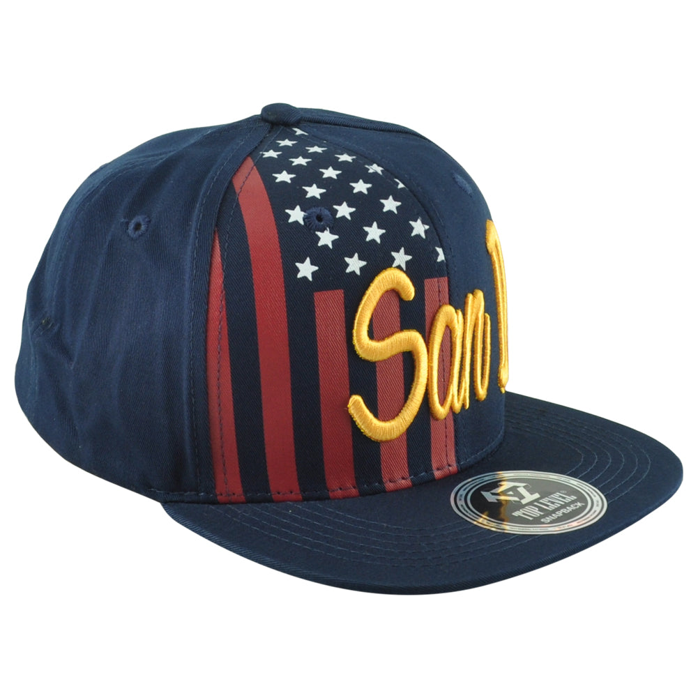Top Level San Diego City California State Stripes Stars Adults Navy Blue Hat Cap