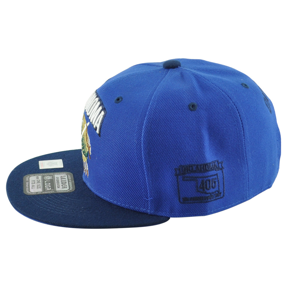 Leader Oklahoma 405 The Sooner State 1907 Indian Flag Blue Men Snapback Hat Cap