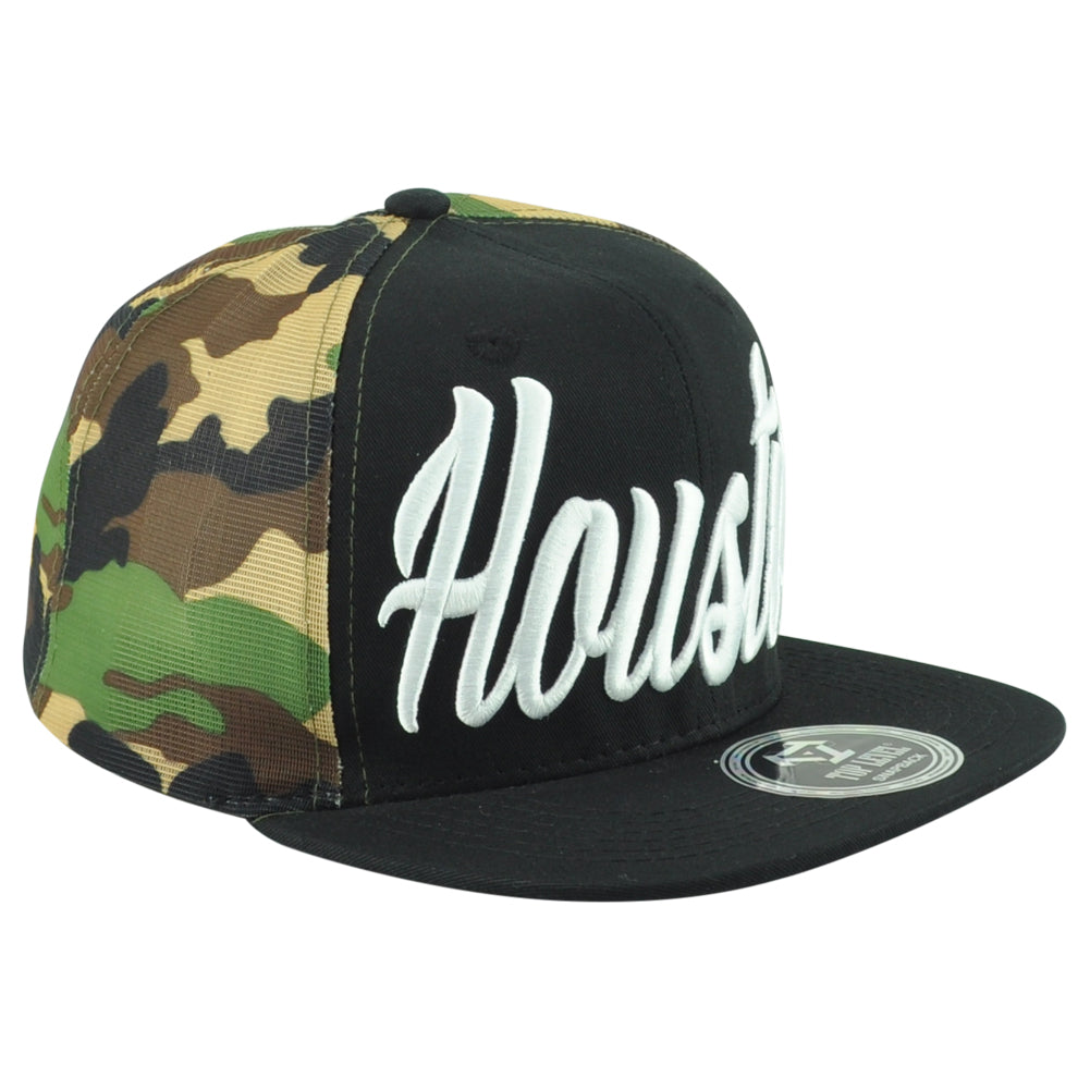 Top Level Houston City Texas State Camouflage Trucker Snapback Adults Hat Cap