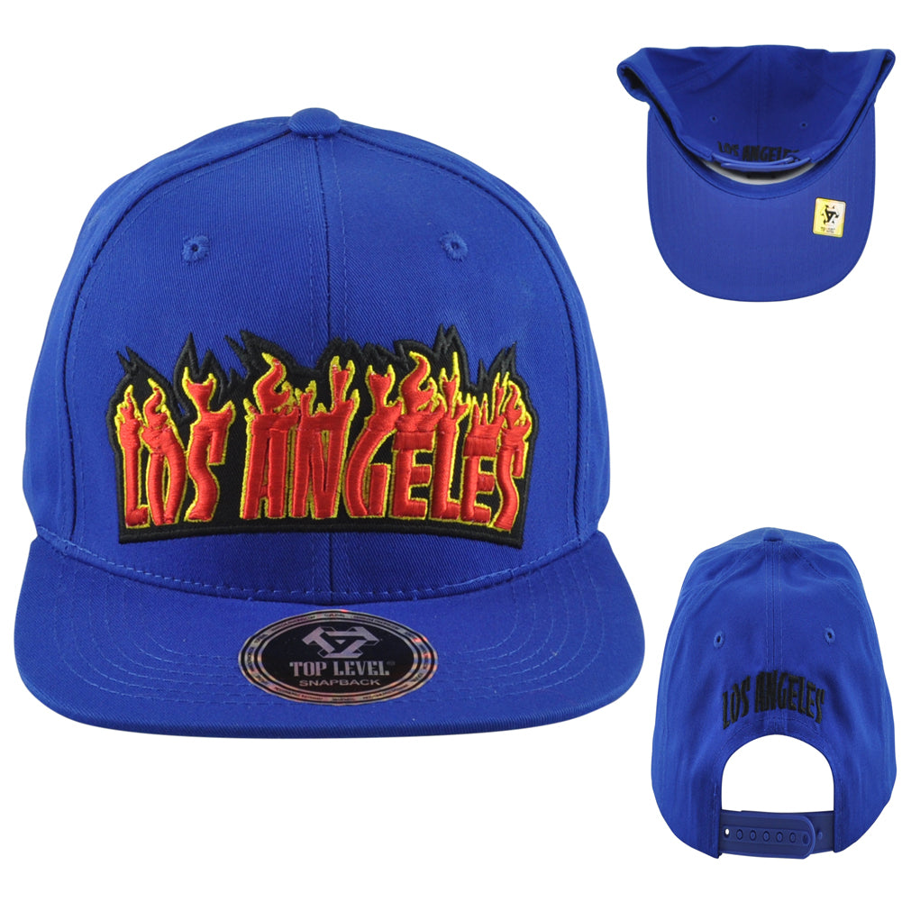 Top Level Los Angeles City California State Adults Fire Flames Snapback Hat Cap