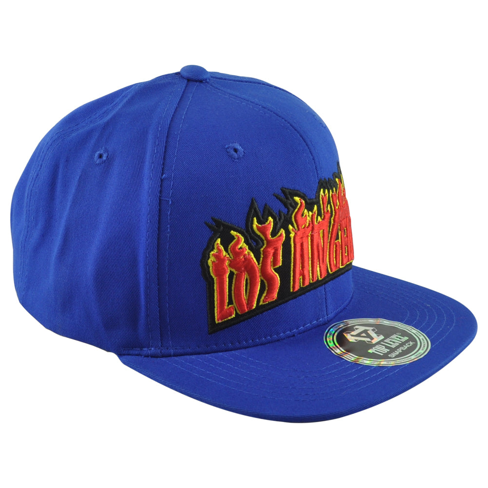 Top Level Los Angeles City California State Adults Fire Flames Snapback Hat Cap