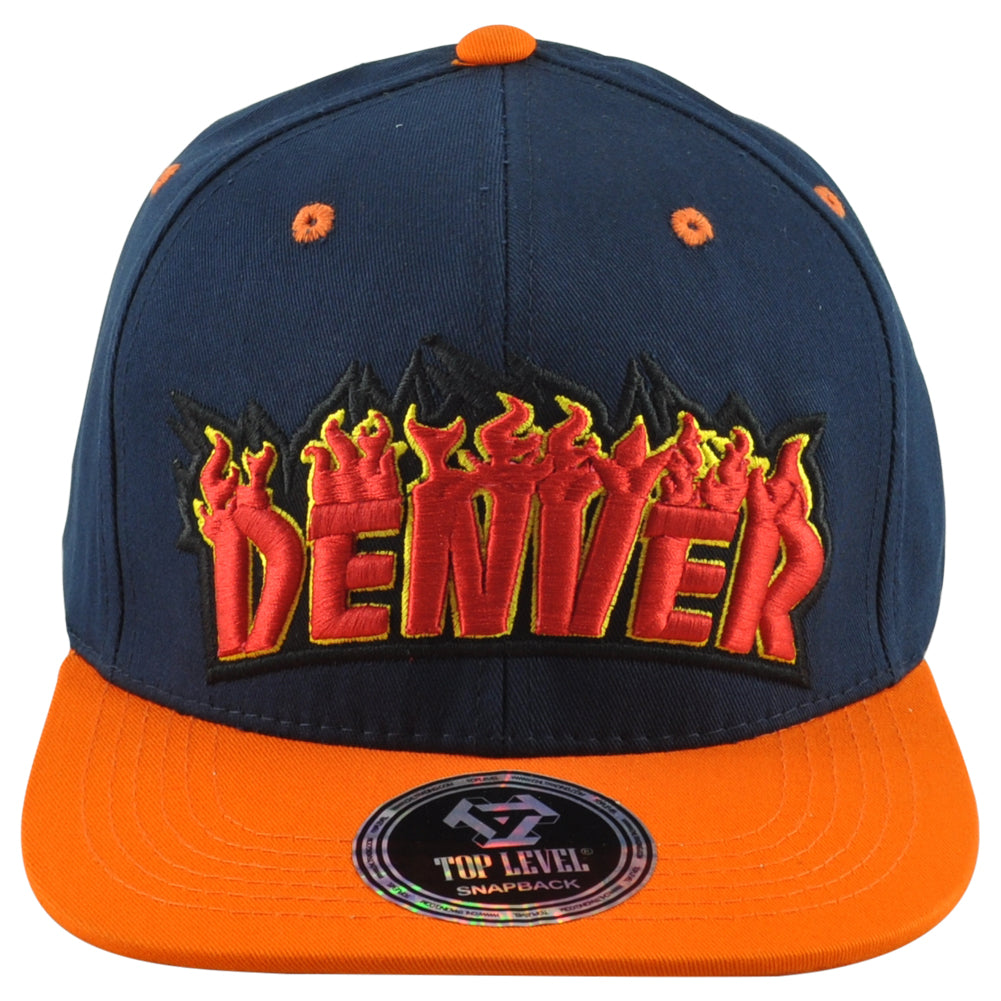 Top Level Denver City Colorado State Adults Men Fire Flames Snapback Hat Cap