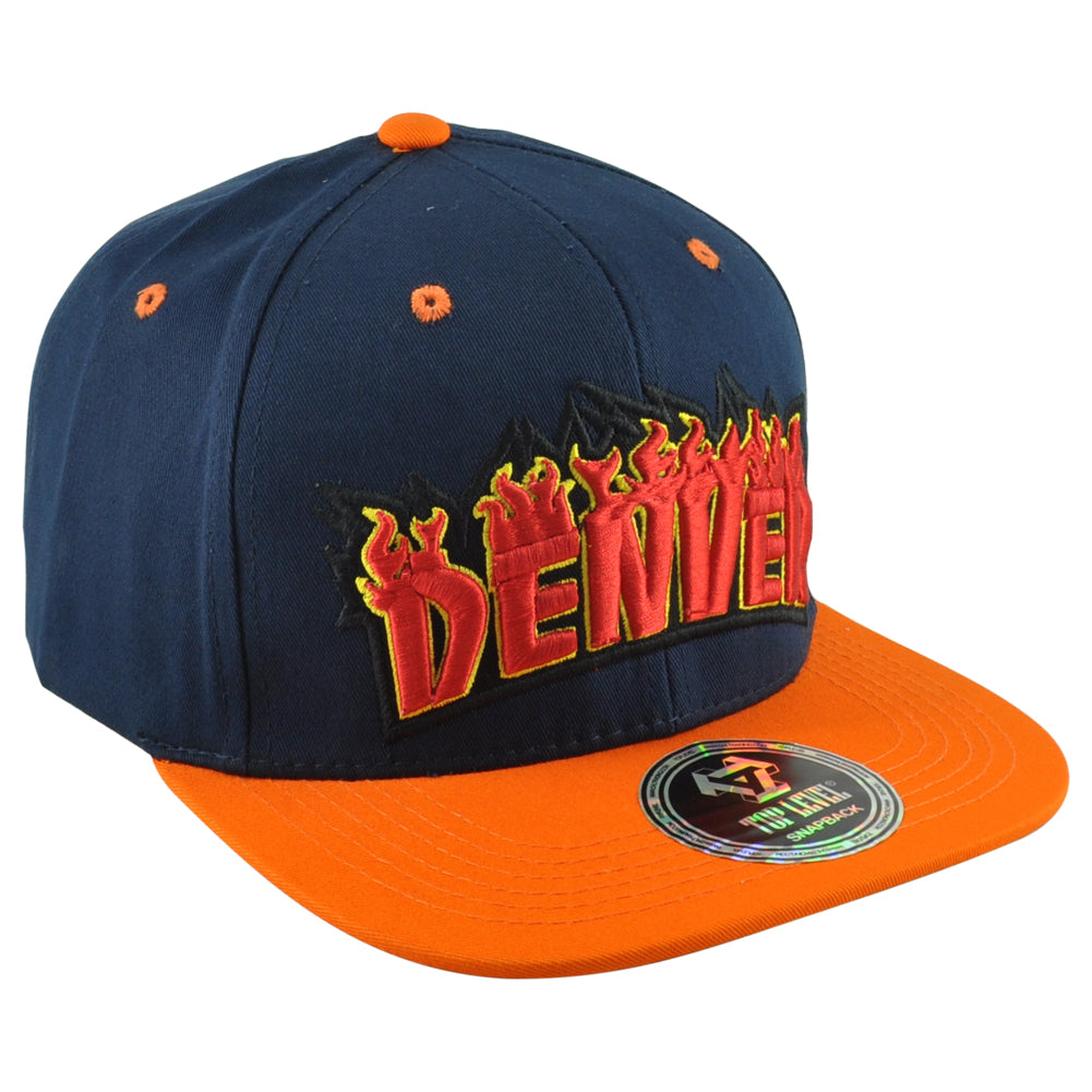 Top Level Denver City Colorado State Adults Men Fire Flames Snapback Hat Cap