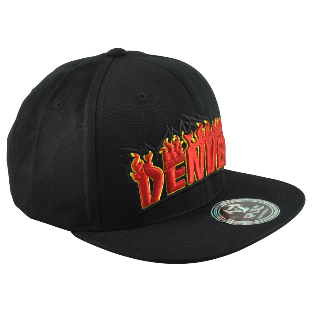 Top Level Denver City Colorado State US Adults Men Fire Flames Snapback Hat Cap