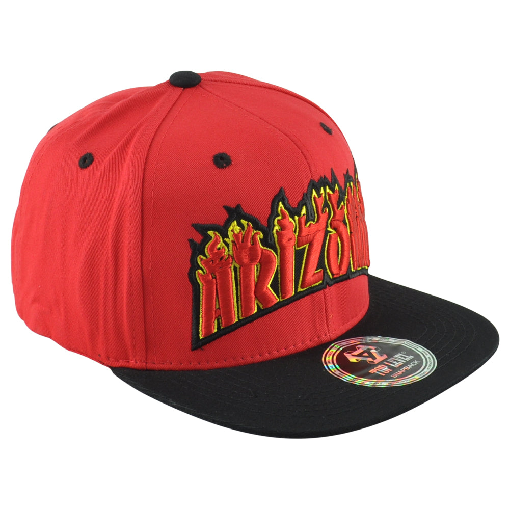 Top Level Arizona State US Adults Men Fire Flames Red Black Snapback Hat Cap