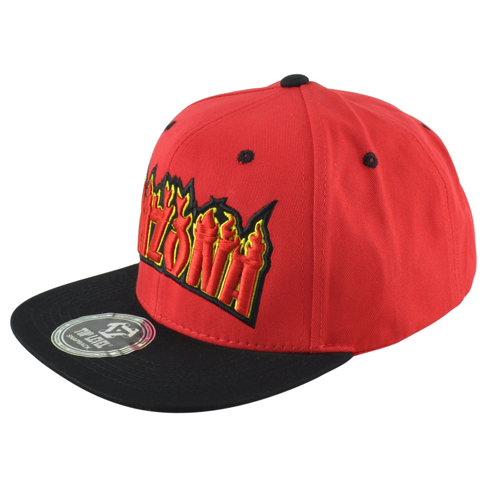 Top Level Arizona State US Adults Men Fire Flames Red Black Snapback Hat Cap