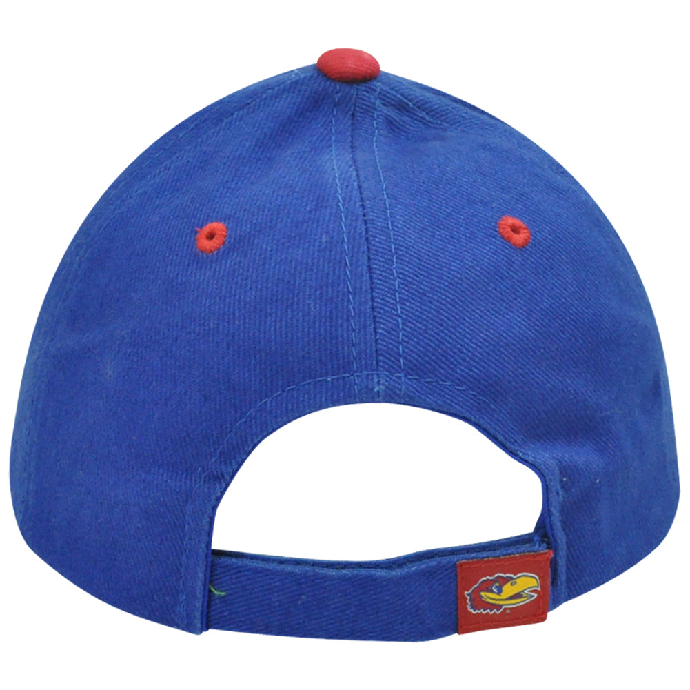 NCAA KU Kansas Jayhawks Curved Script Constructed Adjustable Blue Hat Cap