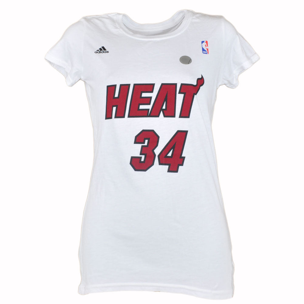 NBA Adidas Miami Heat Ray Allen 34 Jesus Shuttlesworth Women Ladies Tshirt