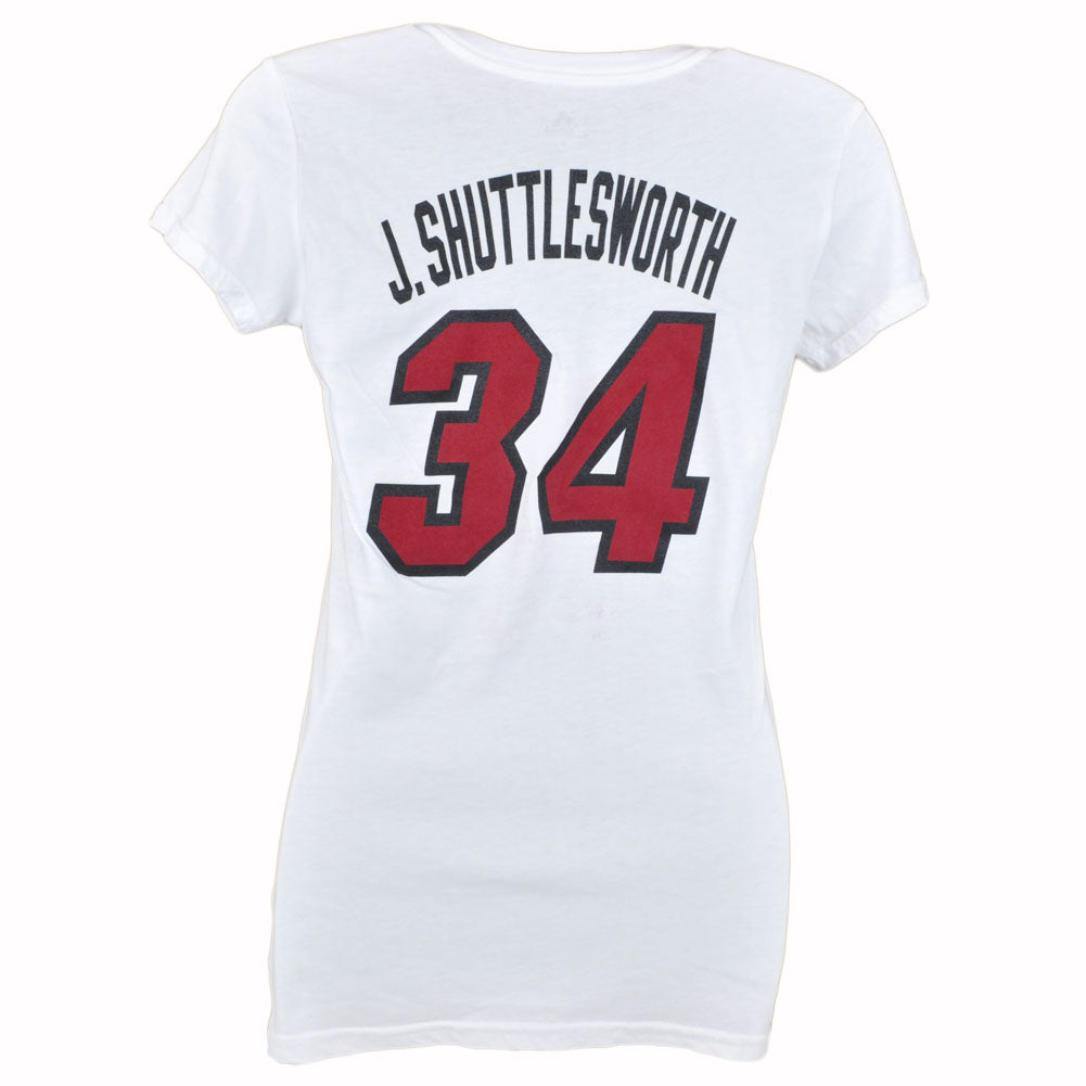 NBA Adidas Miami Heat Ray Allen 34 Jesus Shuttlesworth Women Ladies Tshirt