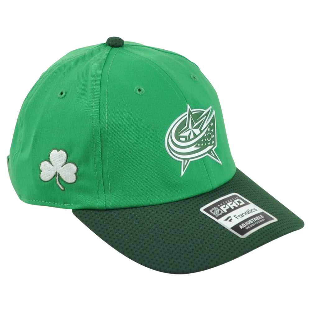 NHL Fanatics Authentic Pro Columbus Blue Jackets Curved Bill Shamrock Hat Cap