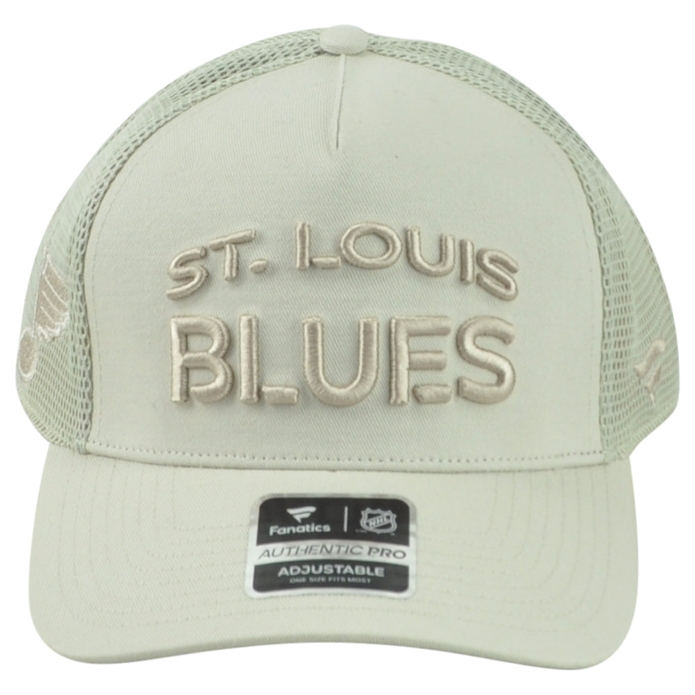 NHL Fanatics Authentic Pro St. Louis Blues Beige Snapback Mesh Trucker Hat Cap