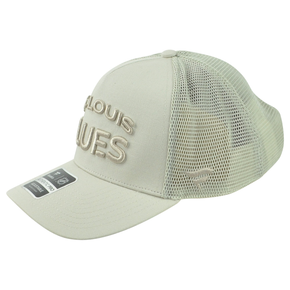 NHL Fanatics Authentic Pro St. Louis Blues Beige Snapback Mesh Trucker Hat Cap