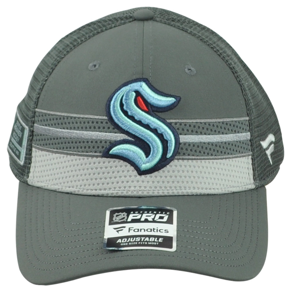 NHL Fanatics Authentic Pro Seattle Kraken Gray Men Snapback Mesh Trucker Hat Cap