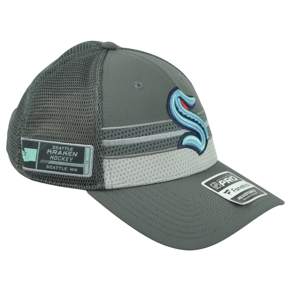 NHL Fanatics Authentic Pro Seattle Kraken Gray Men Snapback Mesh Trucker Hat Cap