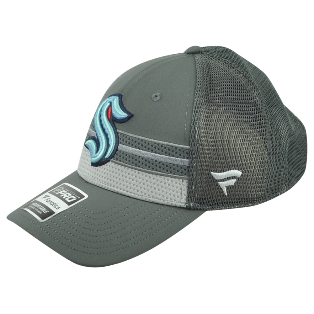 NHL Fanatics Authentic Pro Seattle Kraken Gray Men Snapback Mesh Trucker Hat Cap