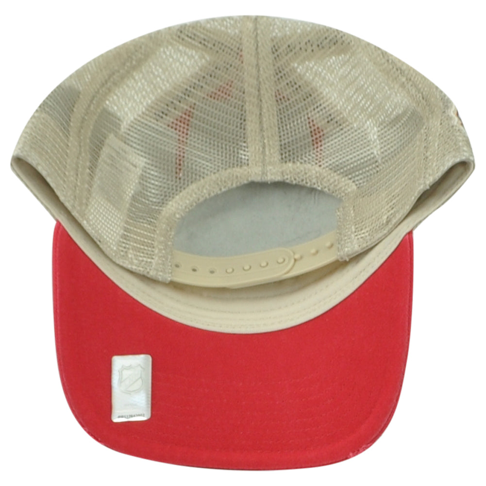 NHL Fanatics Authentic Pro Calgary Flames Adults Distressed Mesh Trucker Hat Cap