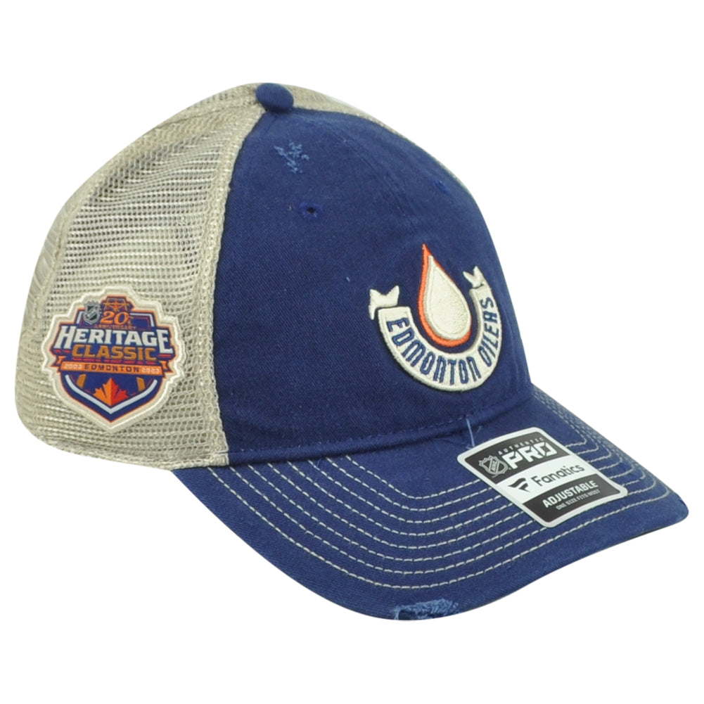 NHL Fanatics Authentic Pro Edmomton Oilers Men Distressed Mesh Trucker Hat Cap