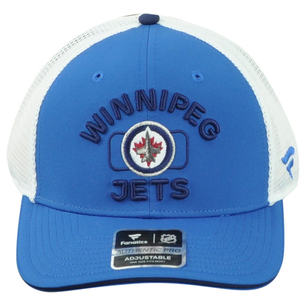 NHL Fanatics Authentic Pro Winnipeg Jets Adults Curved Bill Mesh Trucker Hat Cap