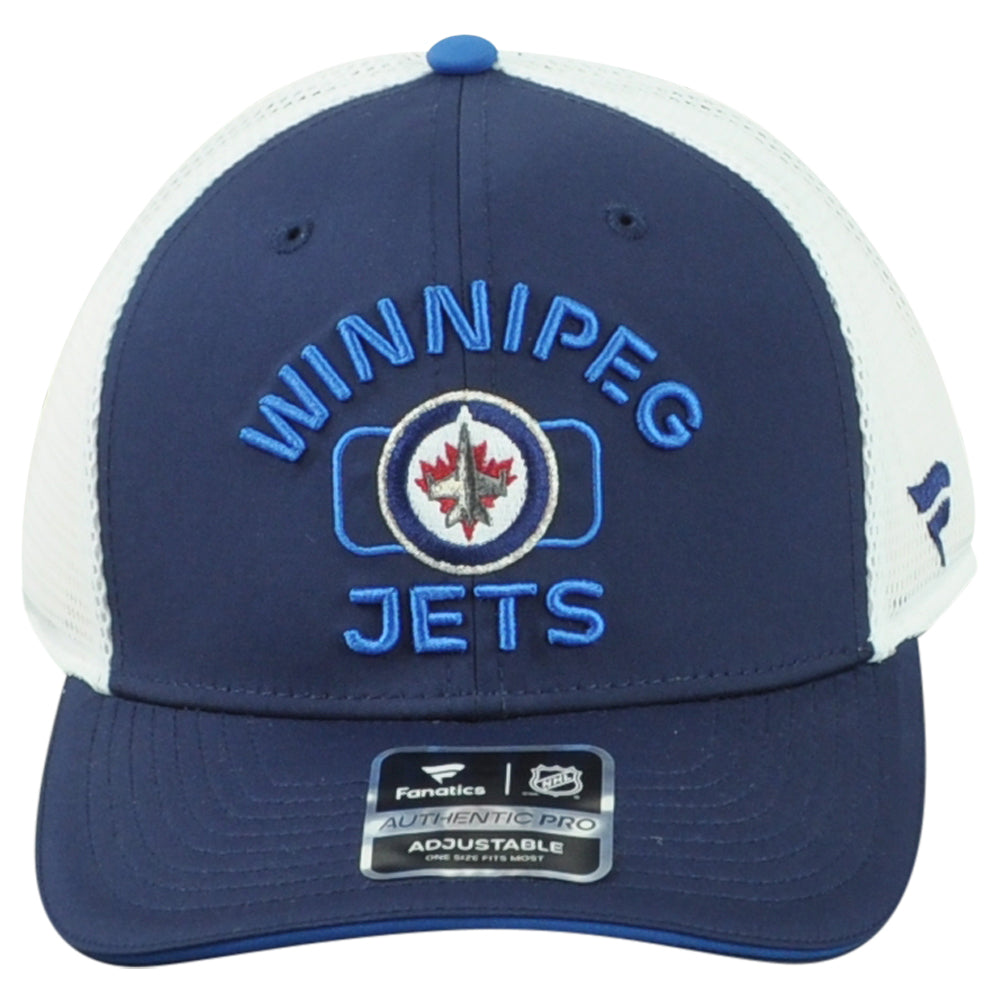 NHL Fanatics Authentic Pro Winnipeg Jets Adults Adjustable Mesh Trucker Hat Cap
