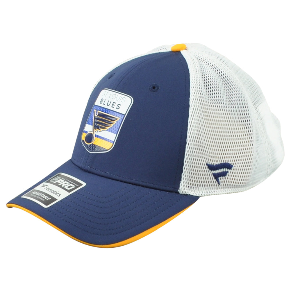 NHL Fanatics Authentic Pro St Louis Blues Adults Adjustable Mesh Trucker Hat Cap