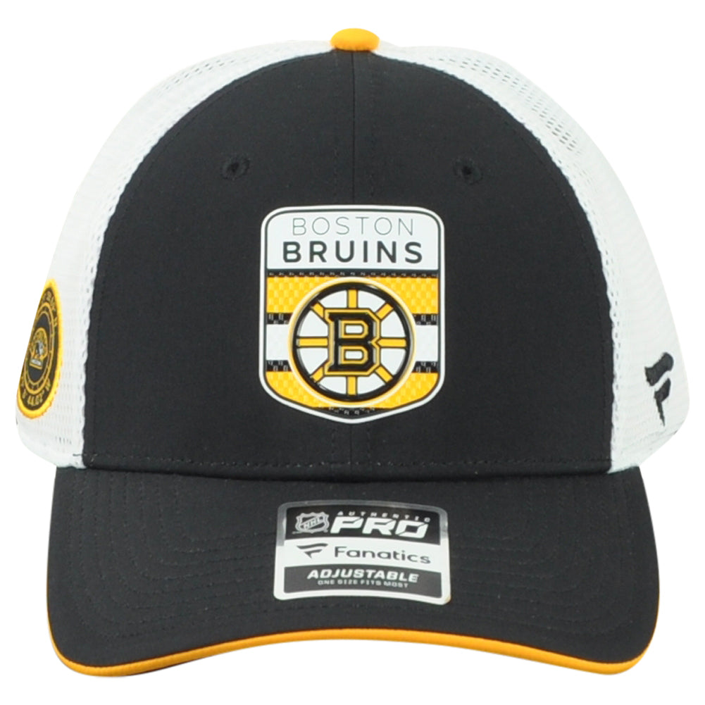 NHL Fanatics Authentic Pro Boston Bruins Adults Adjustable Mesh Trucker Hat Cap