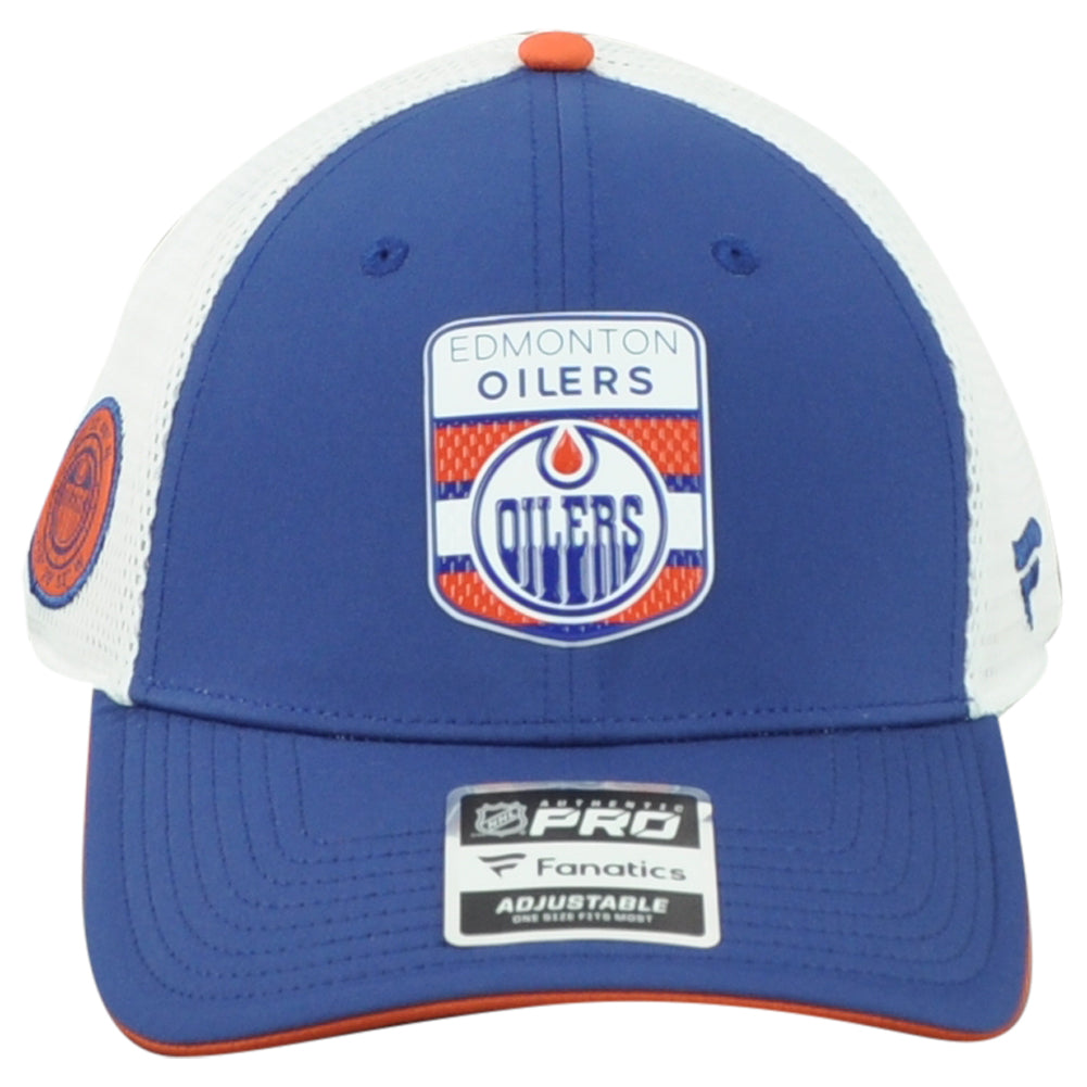 NHL Fanatics Authentic Pro Edmonton Oilers Adult Adjustable Mesh Trucker Hat Cap