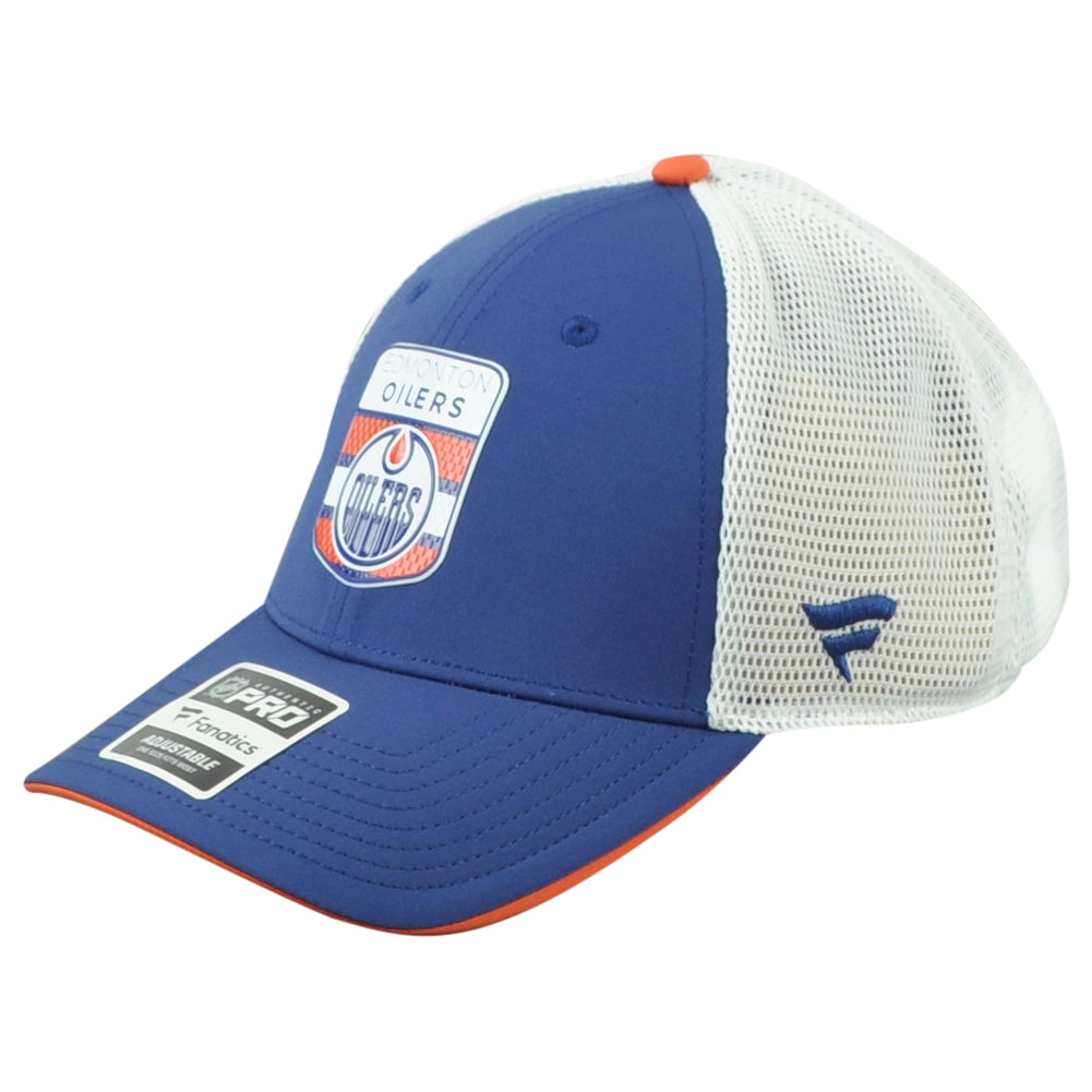 NHL Fanatics Authentic Pro Edmonton Oilers Adult Adjustable Mesh Trucker Hat Cap