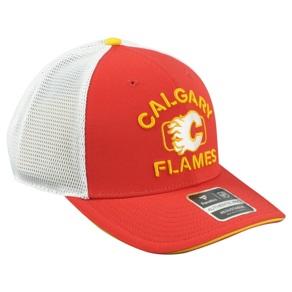 NHL Fanatics Authentic Pro Calgary Flames Adults Snapback Mesh Trucker Hat Cap