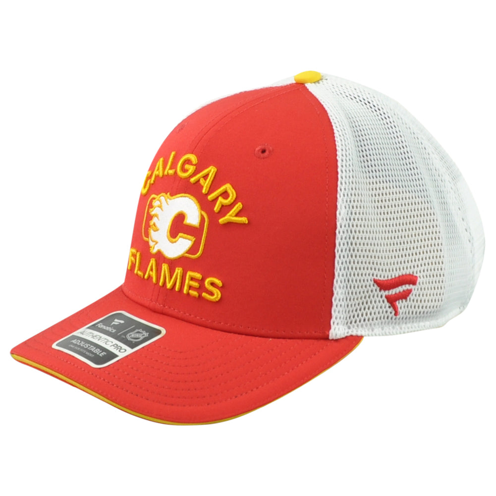 NHL Fanatics Authentic Pro Calgary Flames Adults Snapback Mesh Trucker Hat Cap