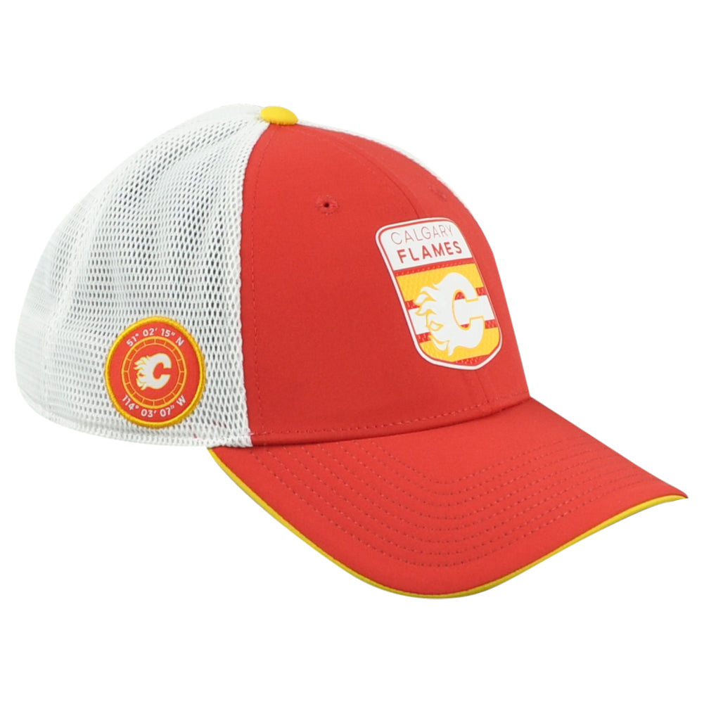 NHL Fanatics Authentic Pro Calgary Flames Adults Adjustable Mesh Trucker Hat Cap