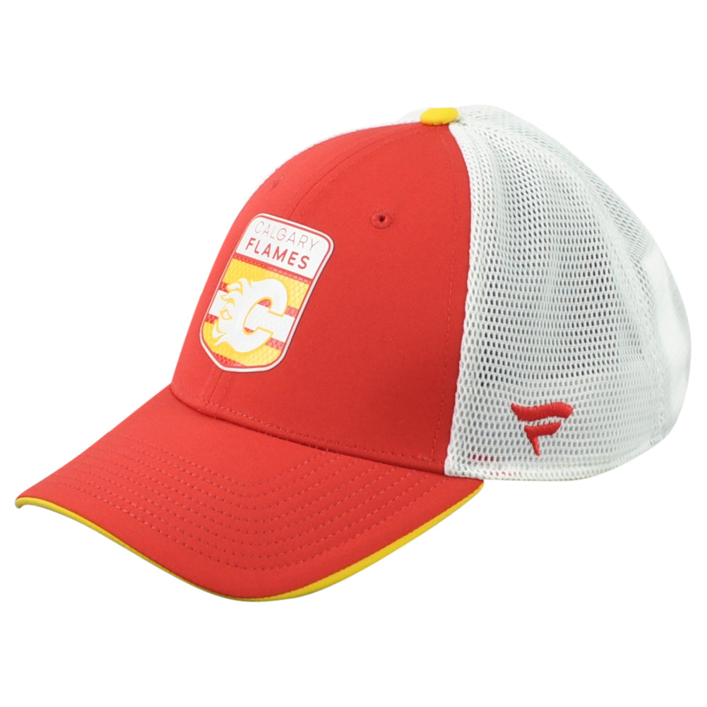 NHL Fanatics Authentic Pro Calgary Flames Adults Adjustable Mesh Trucker Hat Cap