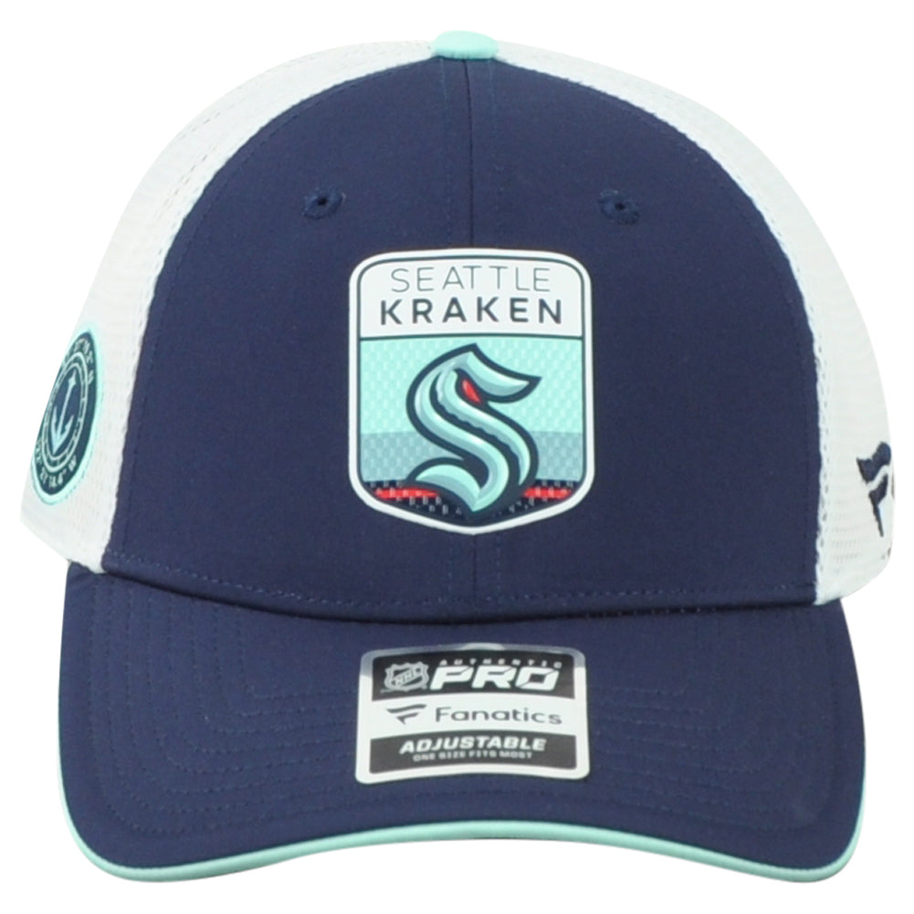 NHL Fanatics Authentic Pro Seattle Kraken Adults Adjustable Mesh Trucker Hat Cap
